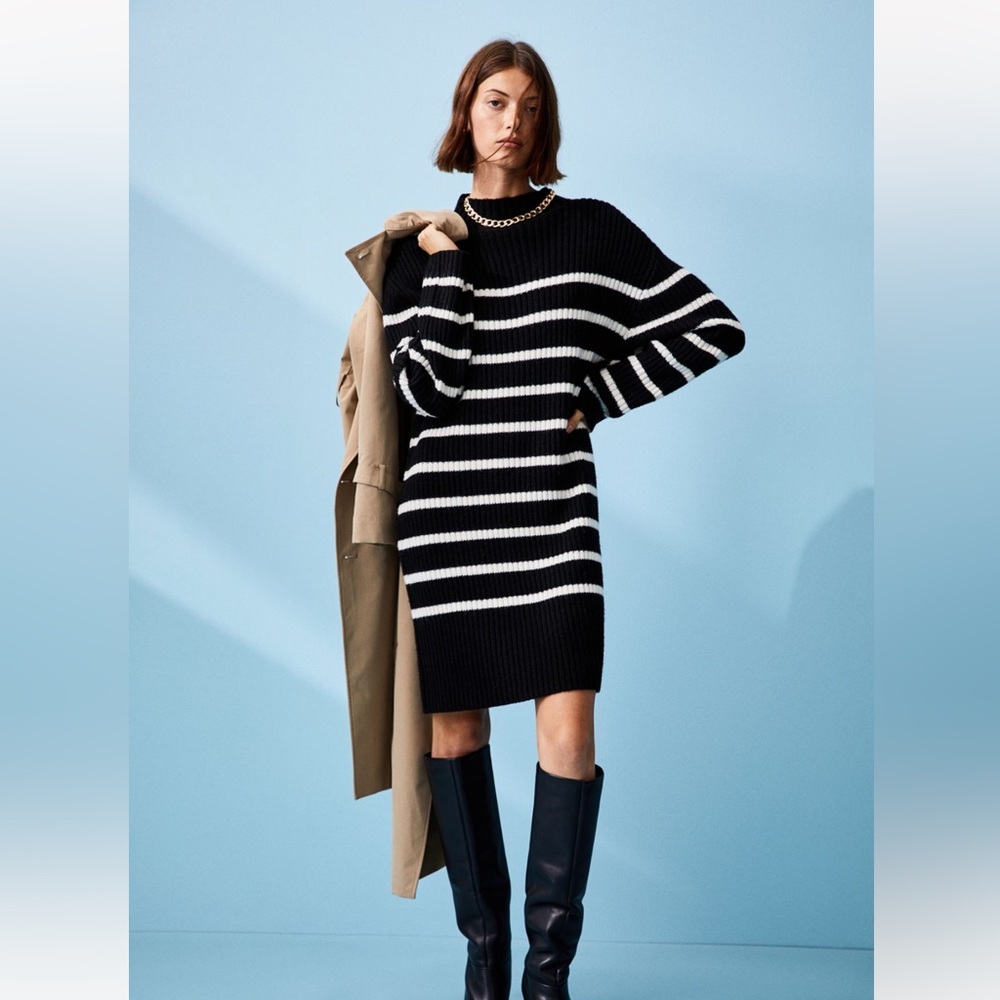 H&M Striped Mock Sweater Dress